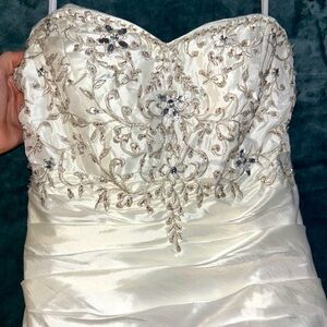 Elegant Ivory Beaded Strapless Gown